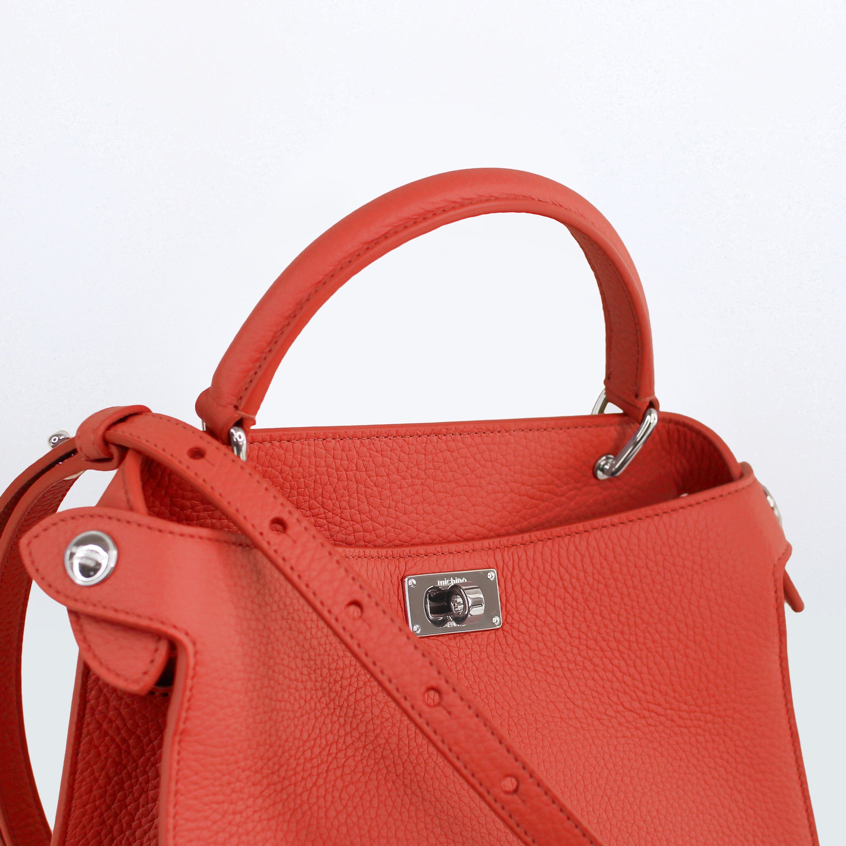 LEATHER HANDBAG LUTECE MINI LEHUA RED