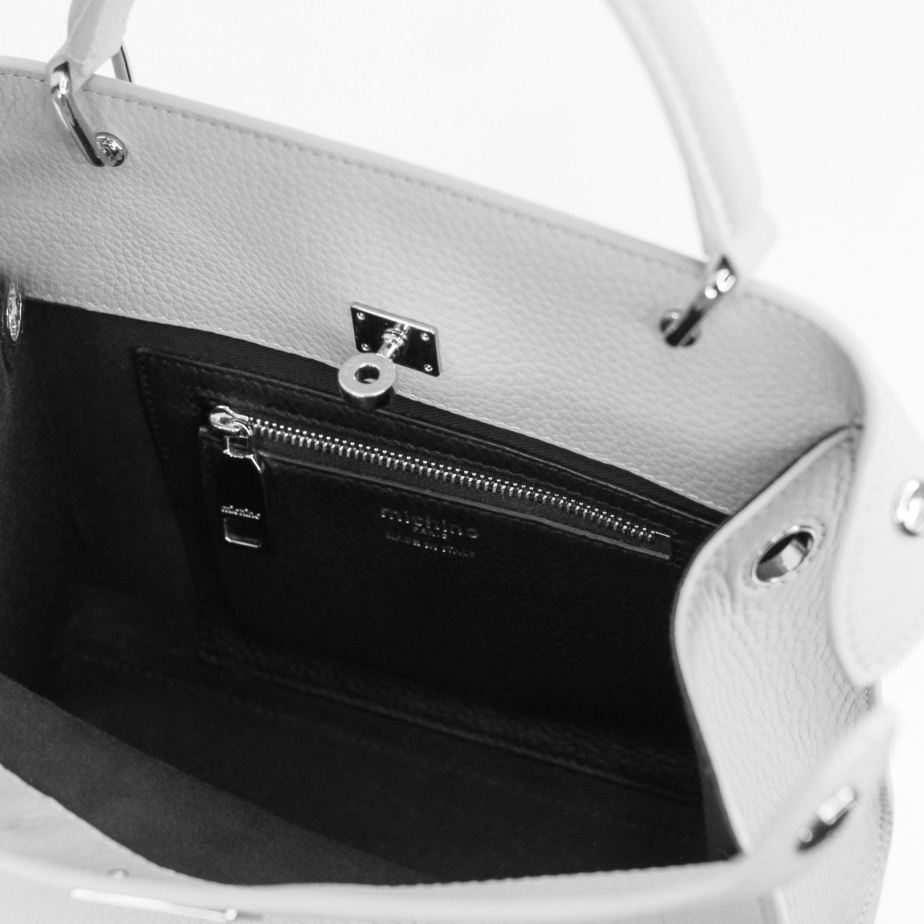 LEATHER AND CANVAS HANDBAG LUTECE MINI BLACK