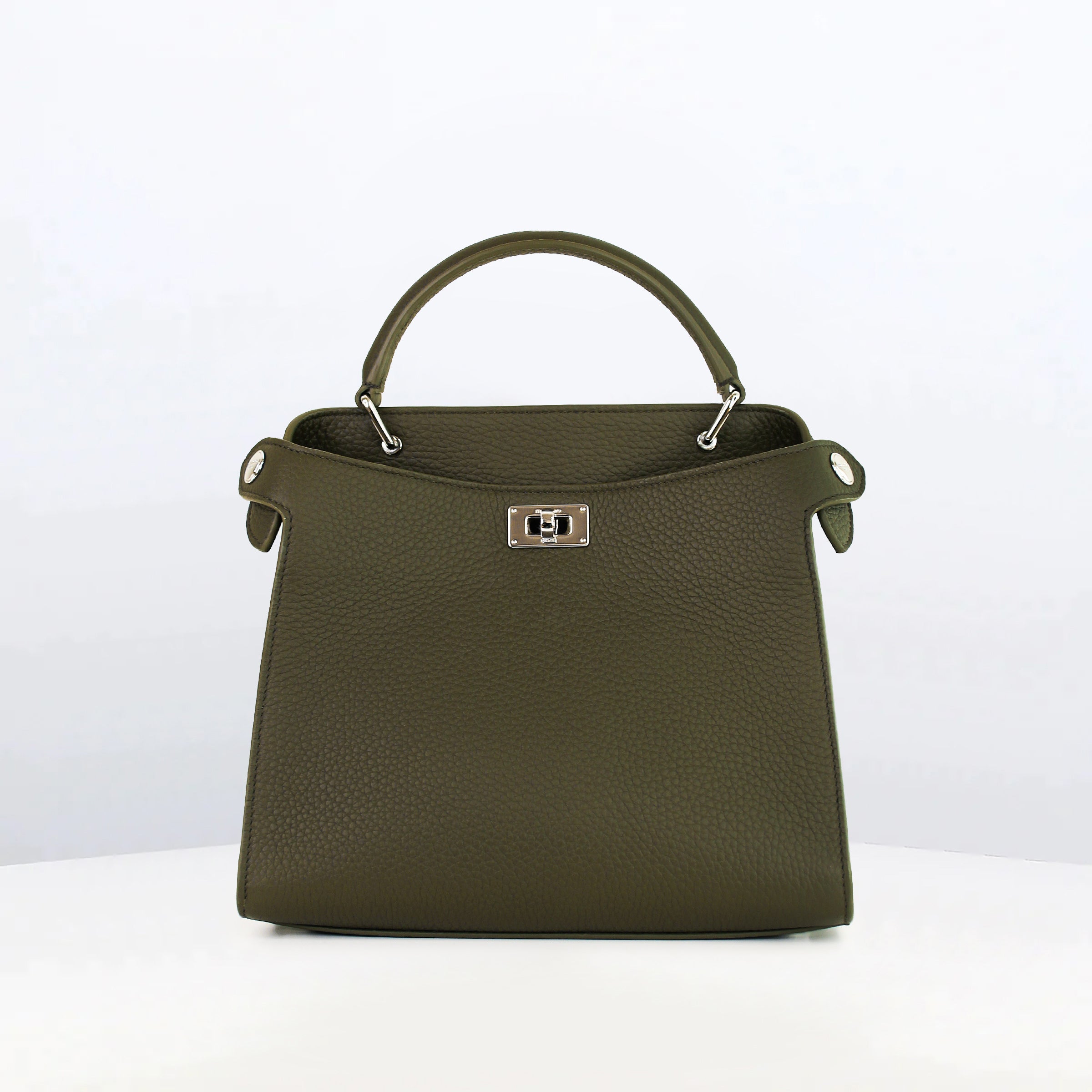 LEATHER HANDBAG LUTECE MINI KHAKI