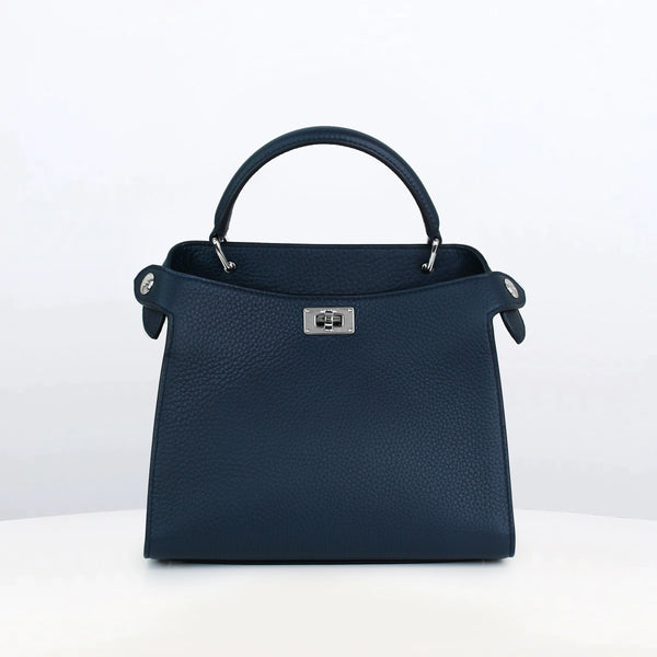 LEATHER HANDBAG LUTECE MINI NAVY BLUE