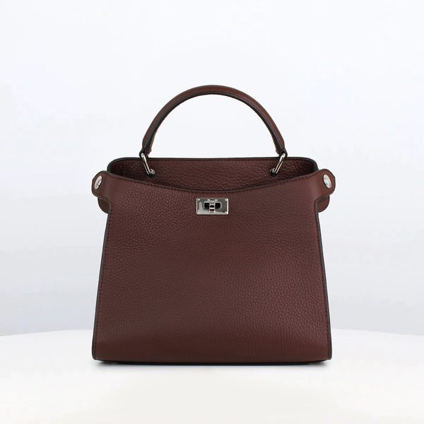 LEATHER HANDBAG LUTECE MINI PRUNE