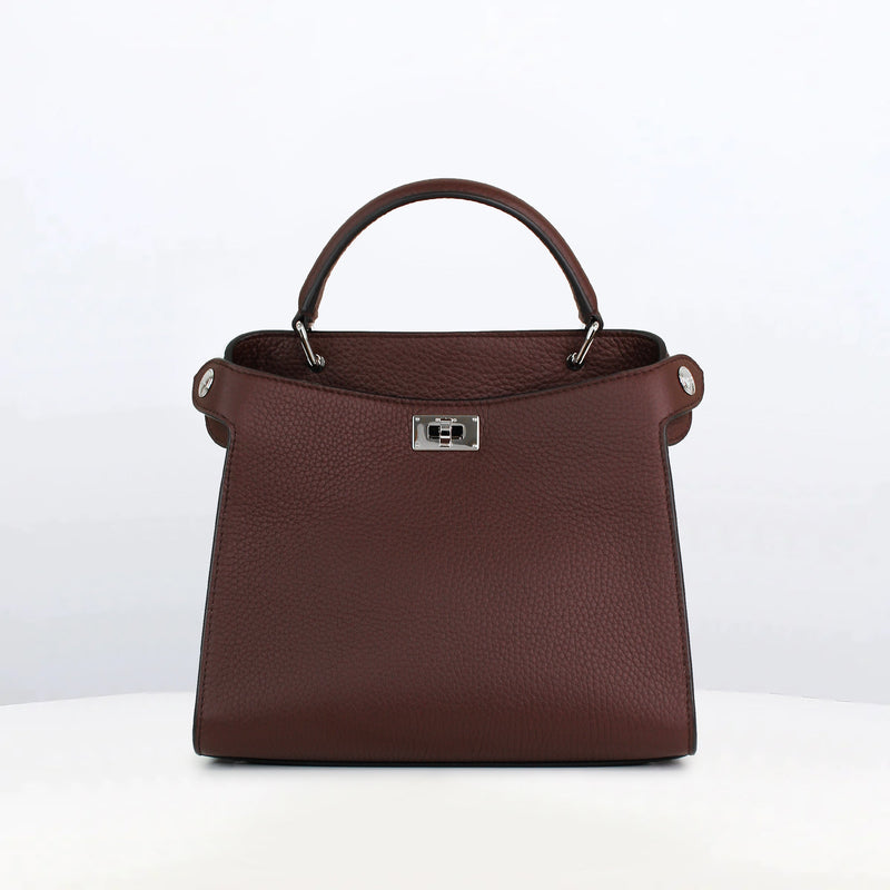LEATHER HANDBAG LUTECE MINI PRUNE
