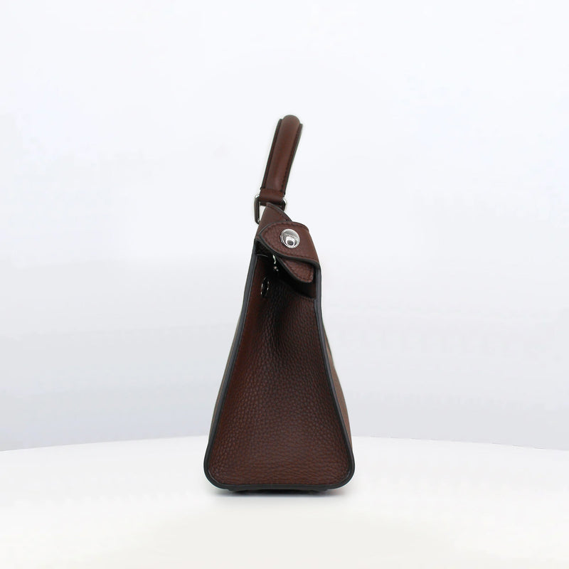 LEATHER HANDBAG LUTECE MINI PRUNE
