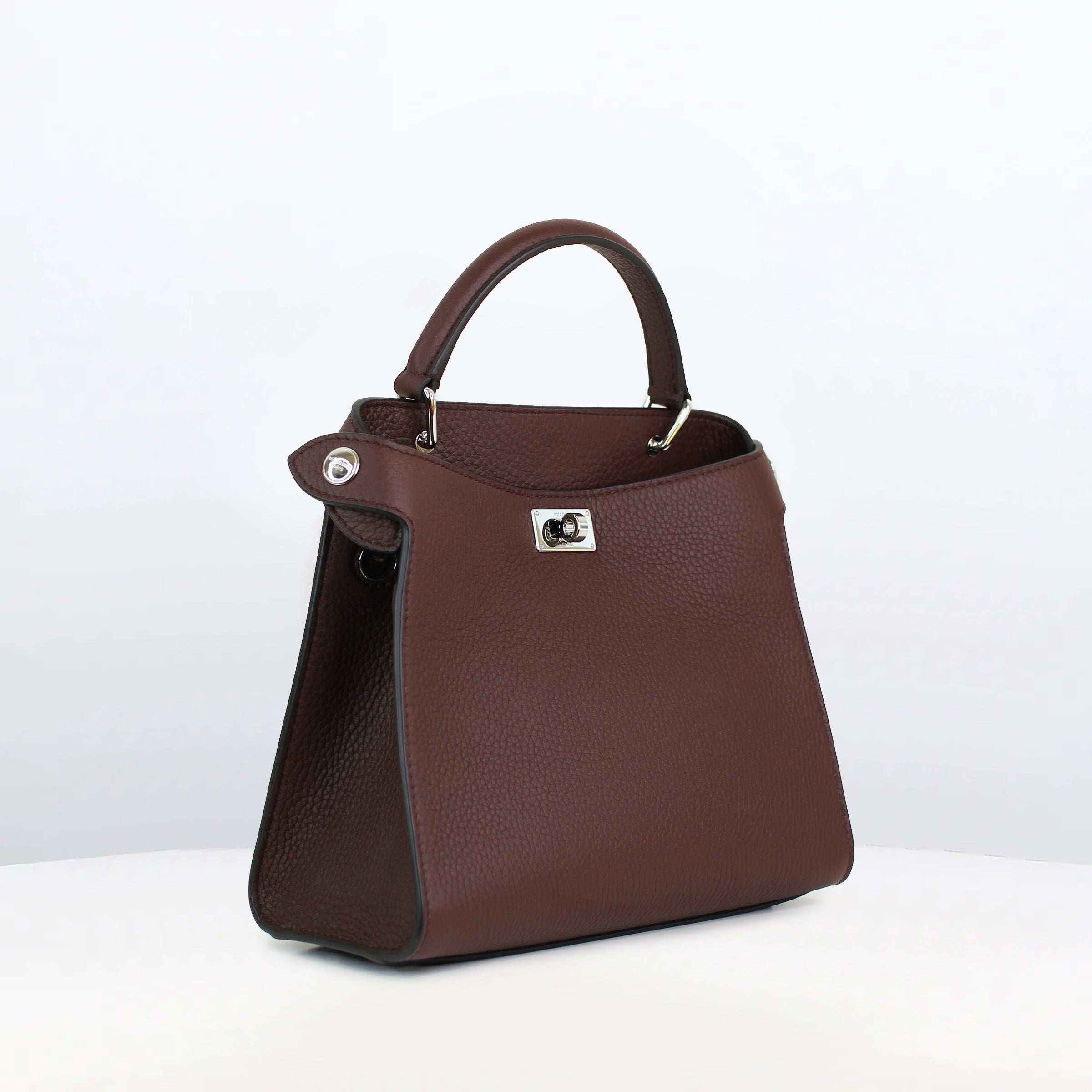 LEATHER HANDBAG LUTECE MINI PRUNE