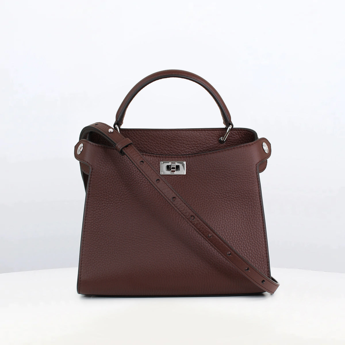 LEATHER HANDBAG LUTECE MINI PRUNE