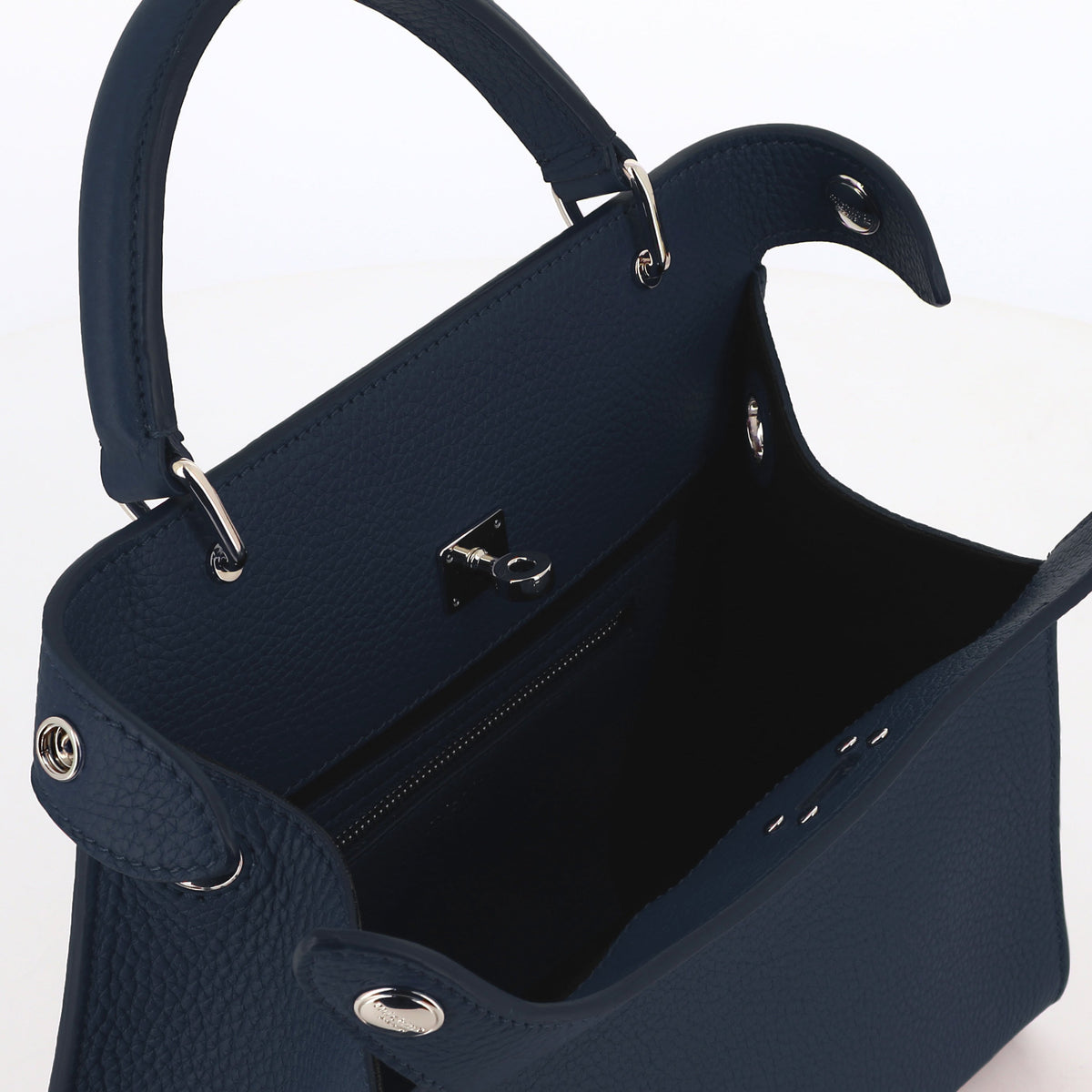 LEATHER HANDBAG LUTECE MINI NAVY BLUE