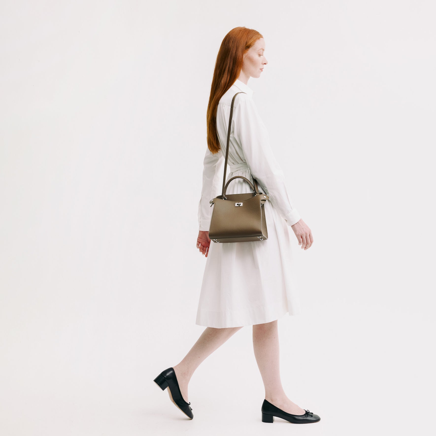 LEATHER HANDBAG LUTECE MINI TAUPE