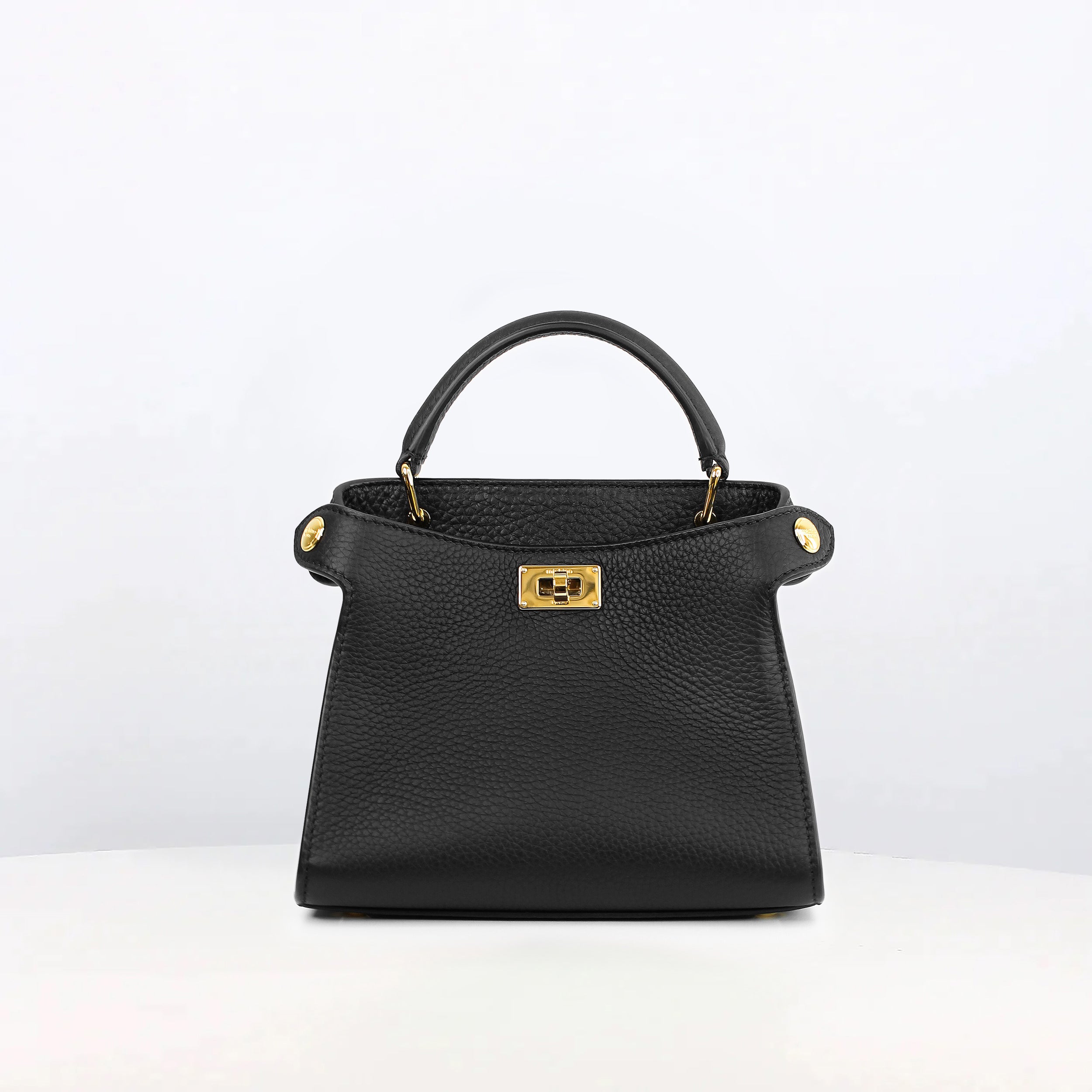 LEATHER HANDBAG LUTECE NANO BLACK GOLD HARDWARE