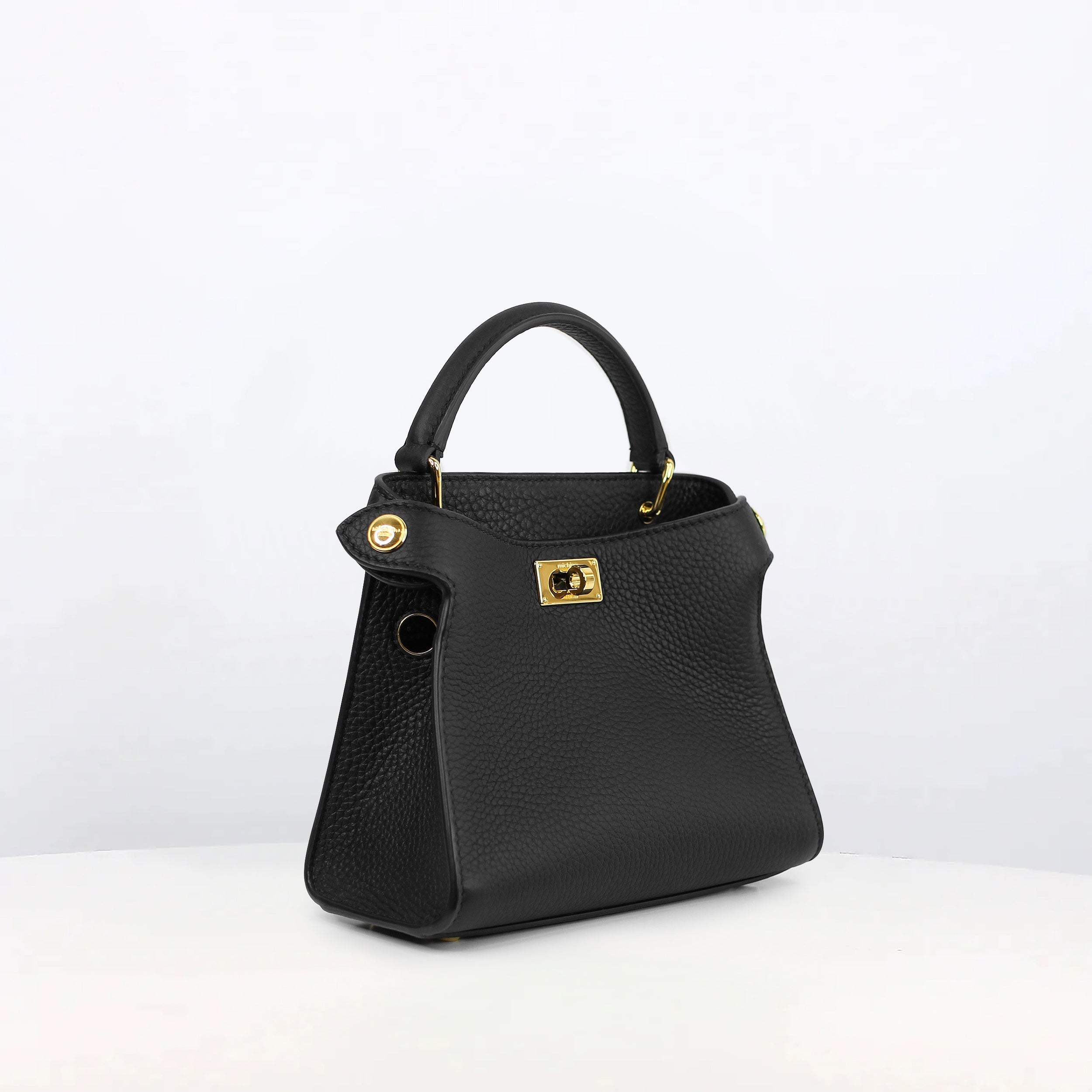 LEATHER HANDBAG LUTECE NANO BLACK GOLD HARDWARE