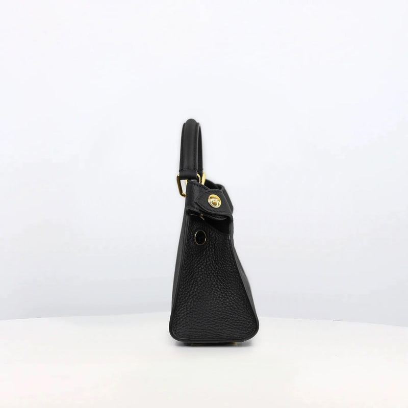 LEATHER HANDBAG LUTECE NANO BLACK GOLD HARDWARE