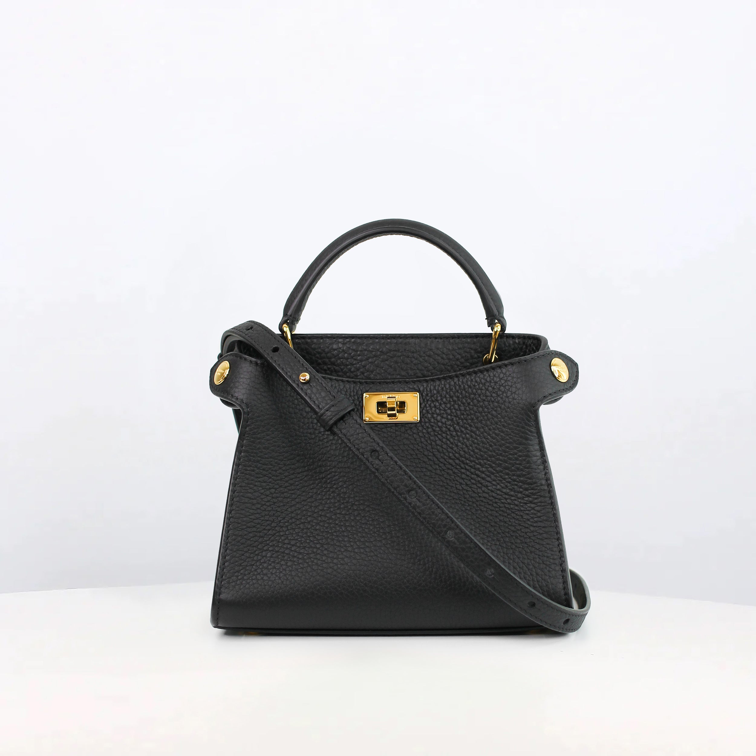 LEATHER HANDBAG LUTECE NANO BLACK GOLD HARDWARE