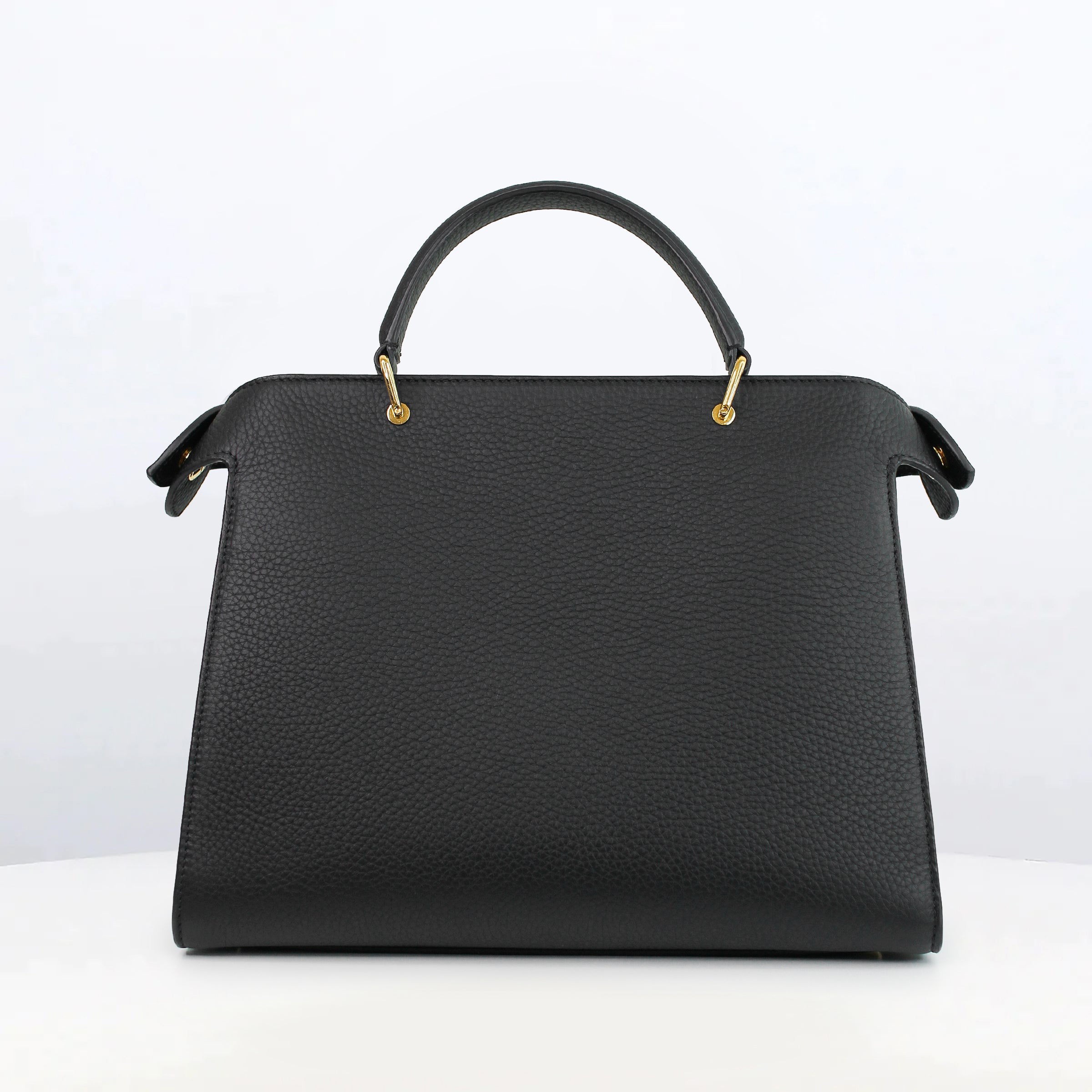 LEATHER HANDBAG LUTECE PM BLACK GOLD HARDWARE