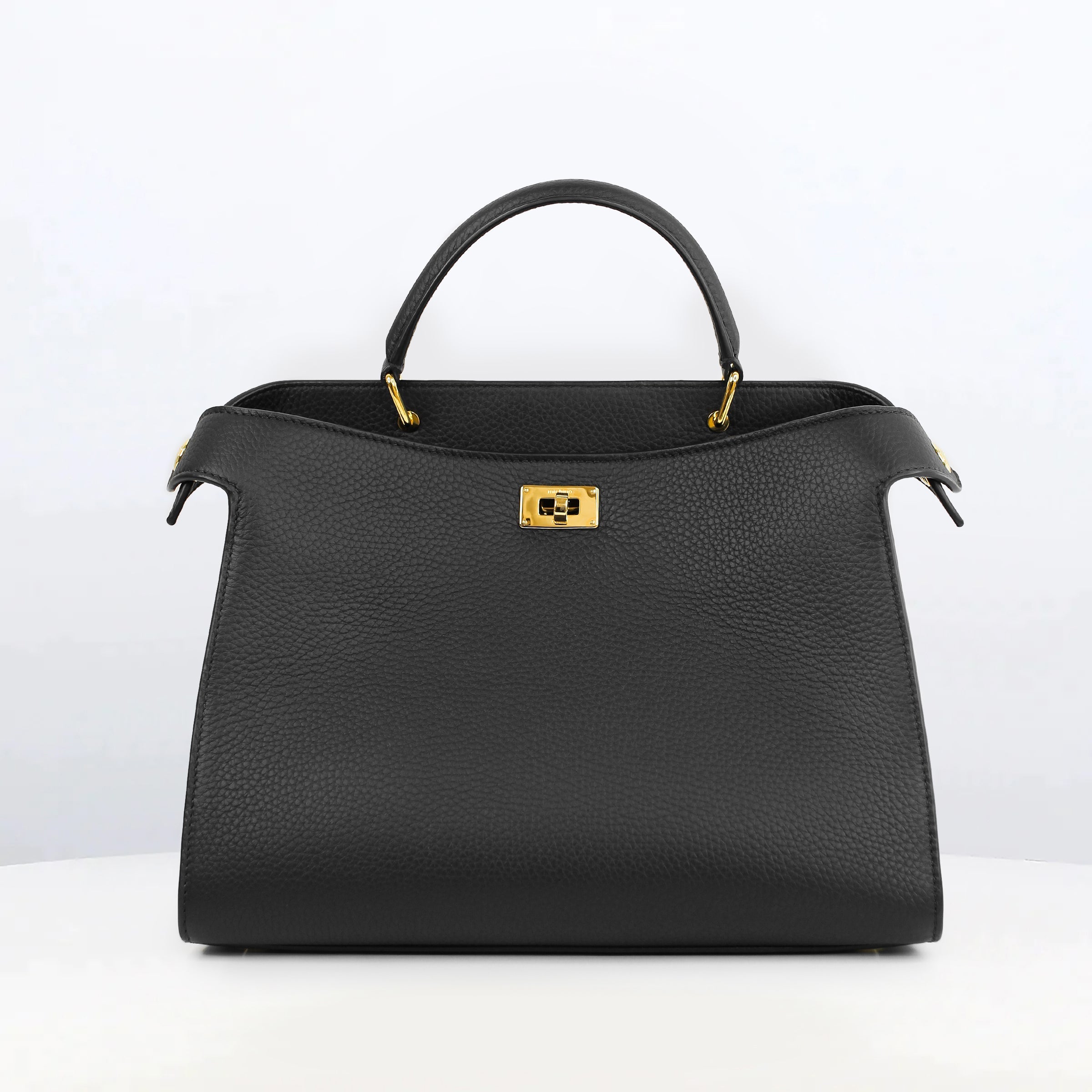 LEATHER HANDBAG LUTECE PM BLACK GOLD HARDWARE