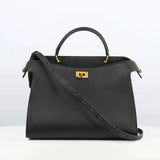 LEATHER HANDBAG LUTECE PM BLACK GOLD HARDWARE