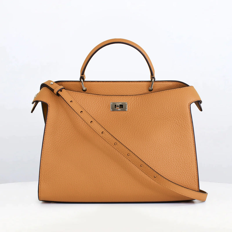 LEATHER HANDBAG LUTECE PM CAMEL