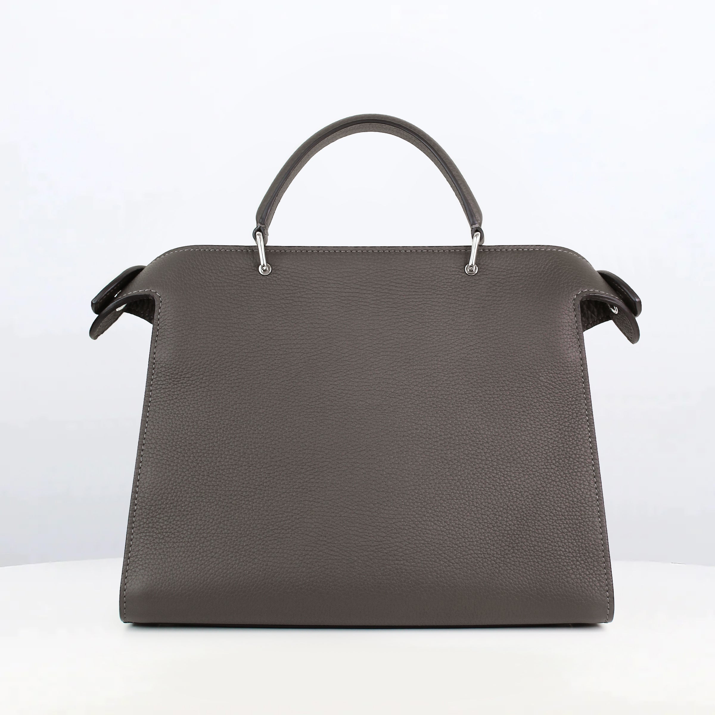 LEATHER HANDBAG LUTECE PM CHARCOAL GREY
