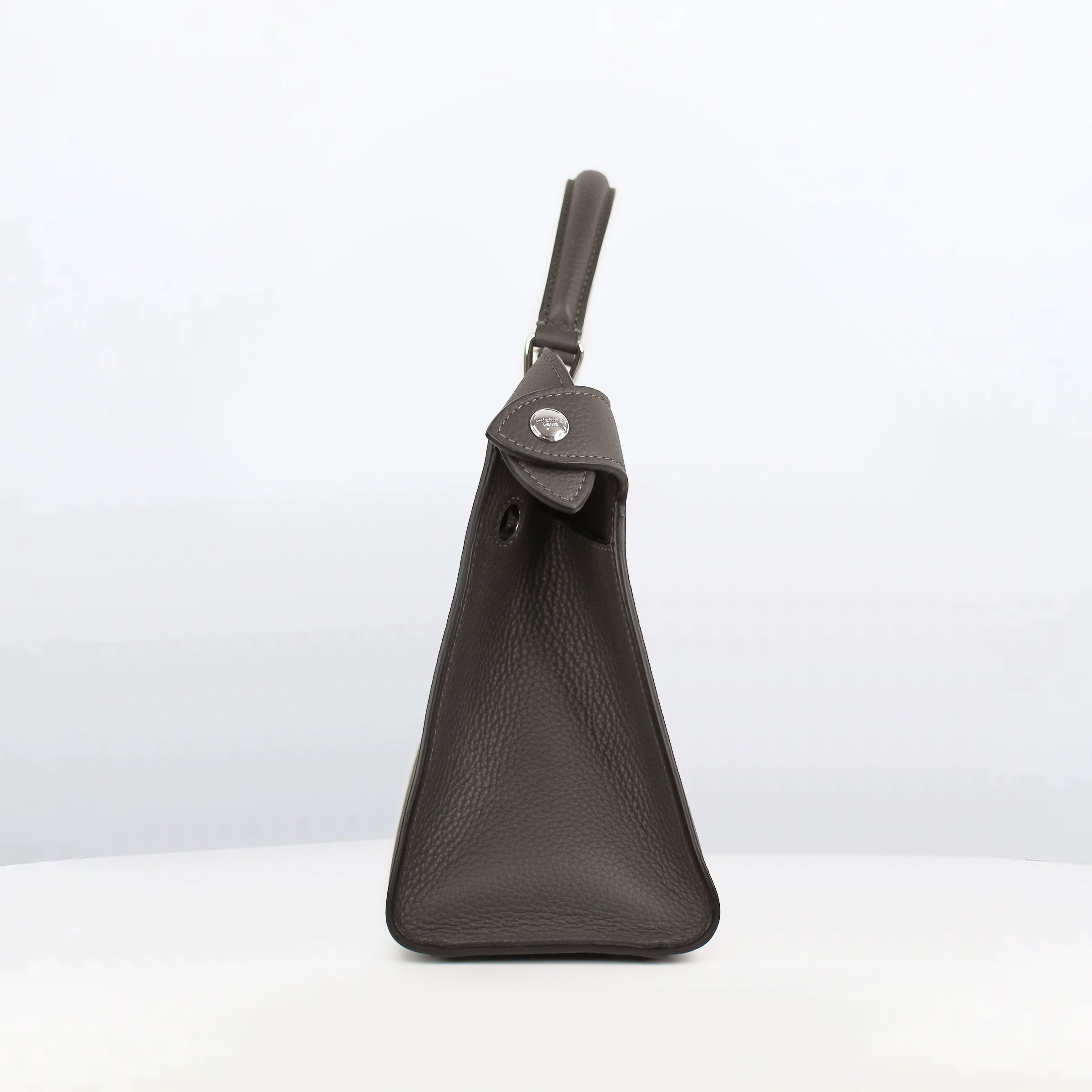 LEATHER HANDBAG LUTECE PM CHARCOAL GREY