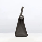 LEATHER HANDBAG LUTECE PM CHARCOAL GREY