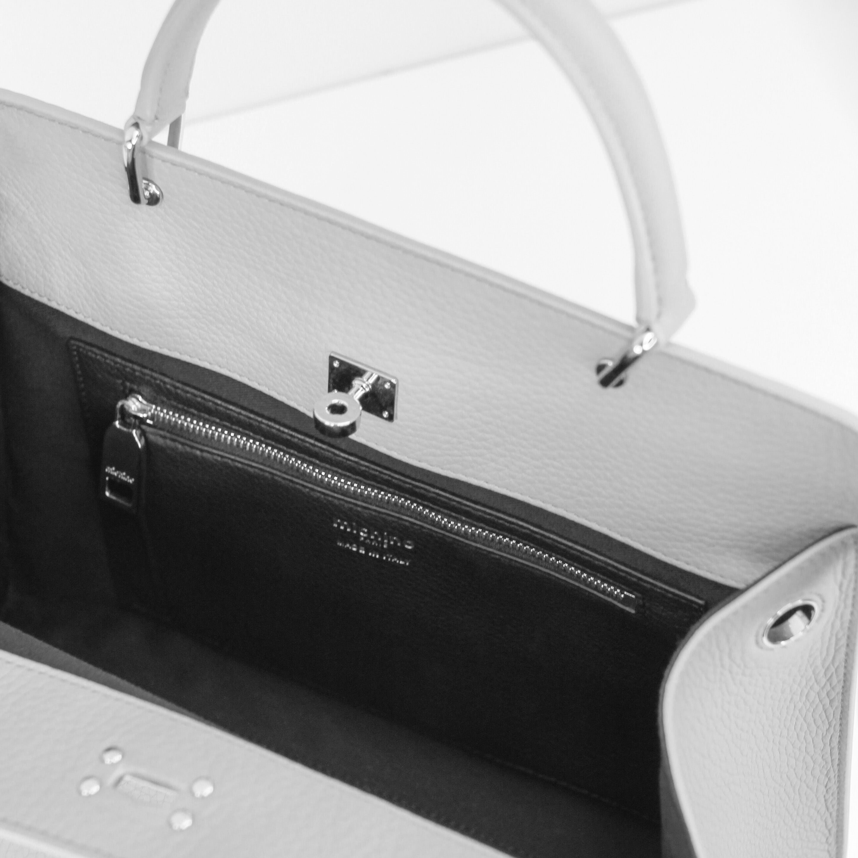 LEATHER HANDBAG LUTECE PM CHARCOAL GREY