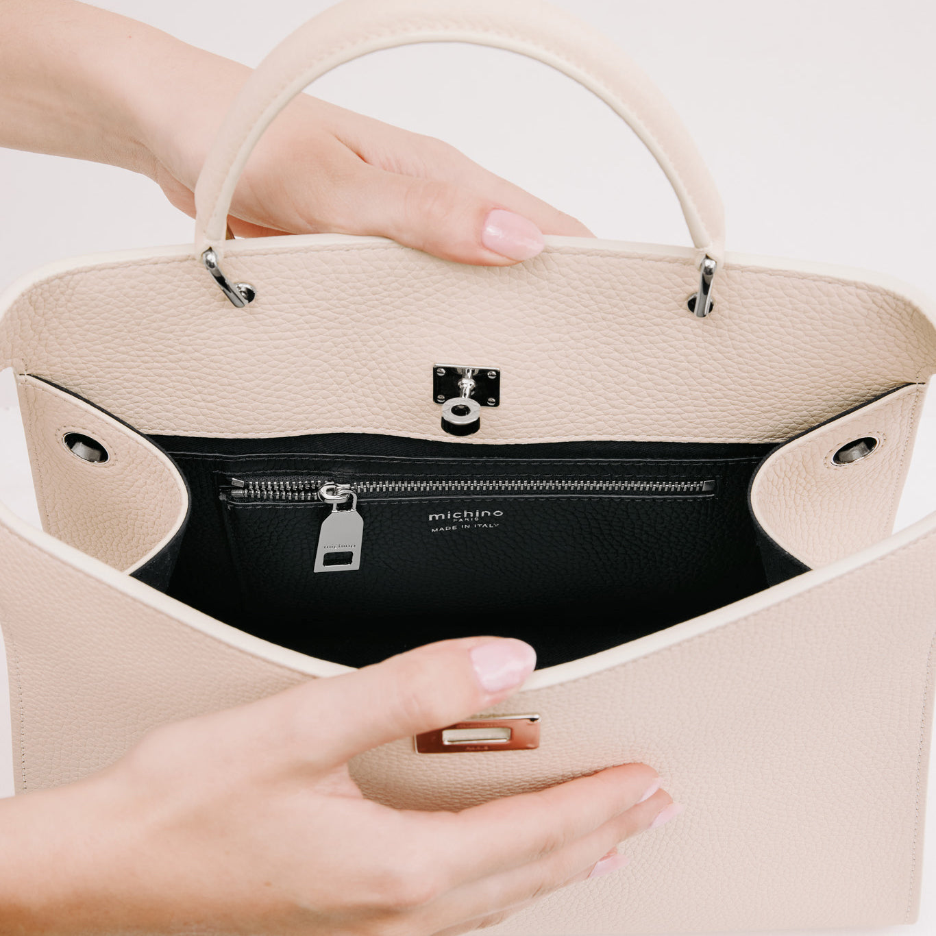 LEATHER HANDBAG LUTECE PM IVORY