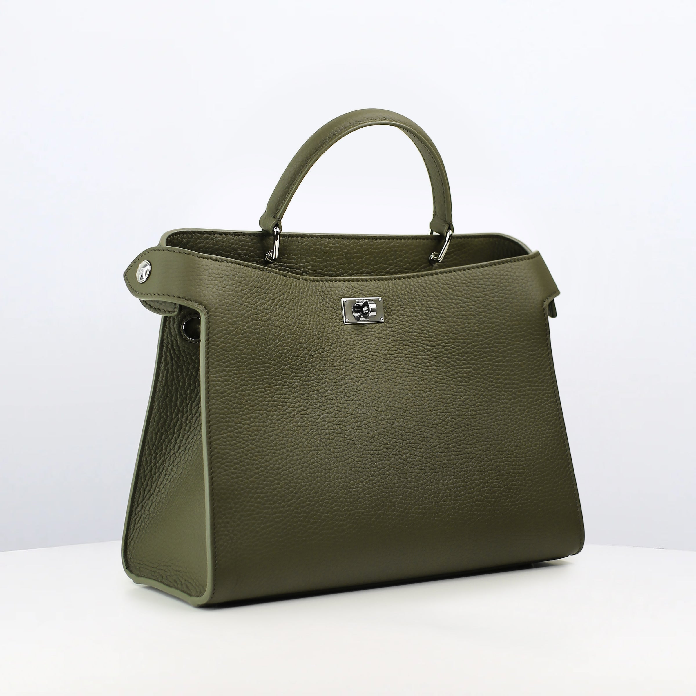LEATHER HANDBAG LUTECE PM KHAKI