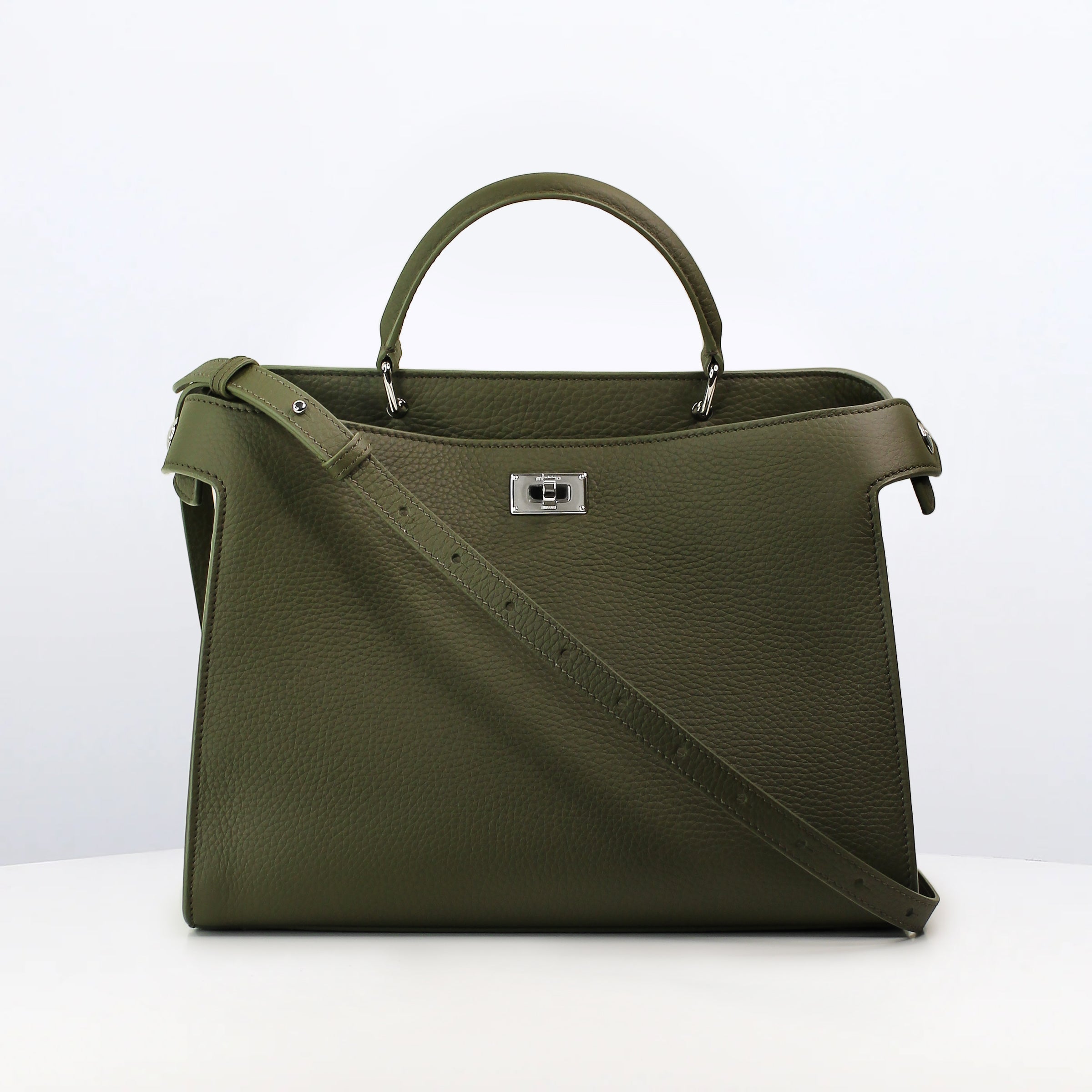 LEATHER HANDBAG LUTECE PM KHAKI