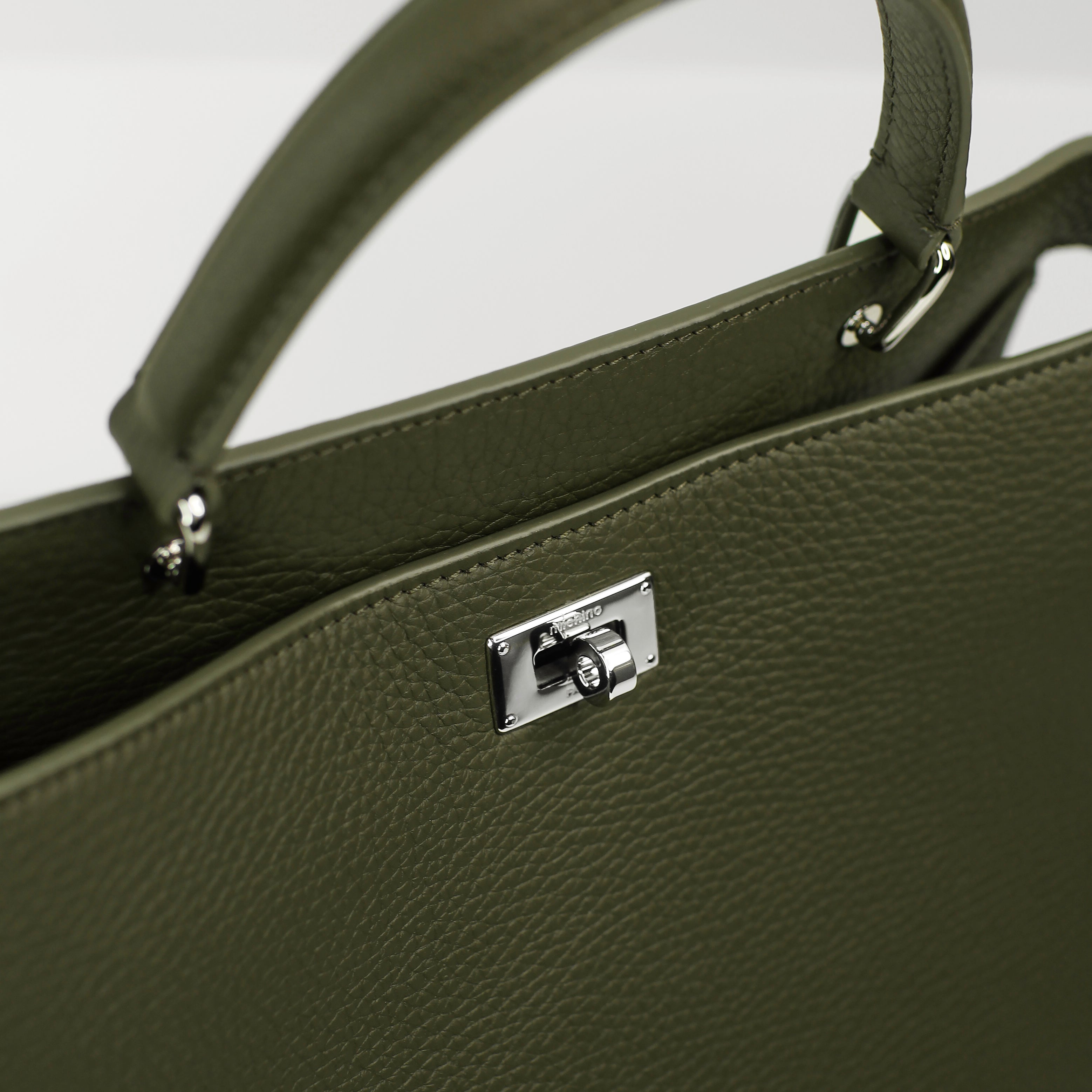 LEATHER HANDBAG LUTECE PM KHAKI