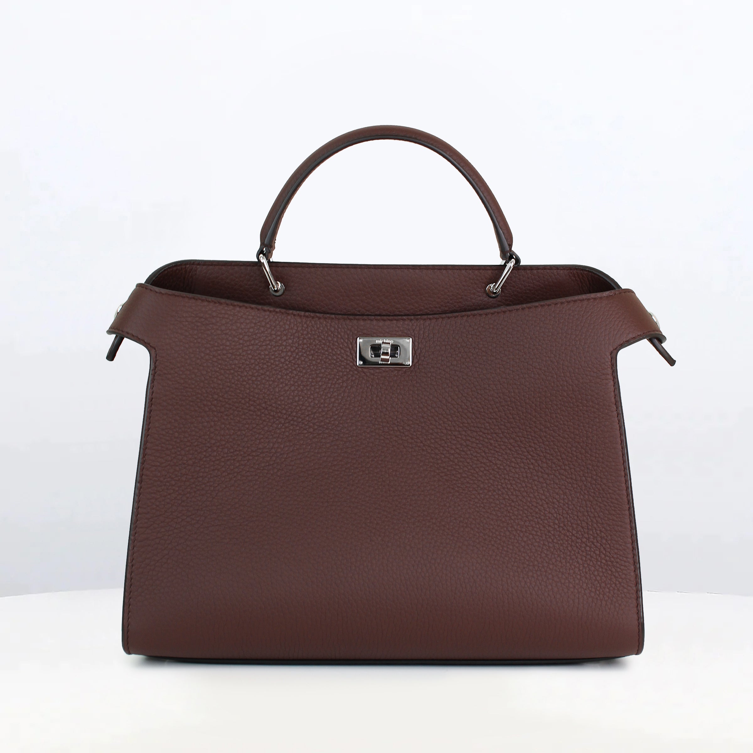 Prune Leather Handbag, Lutece PM | Michino Paris