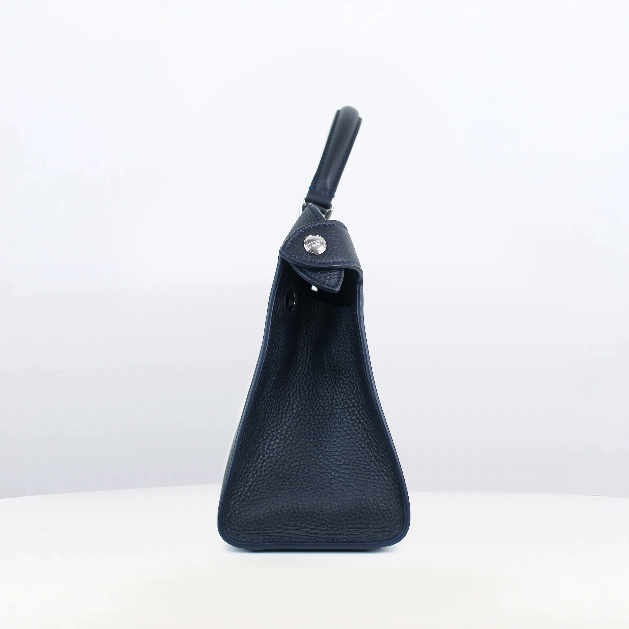LEATHER HANDBAG LUTECE PM NAVY BLUE