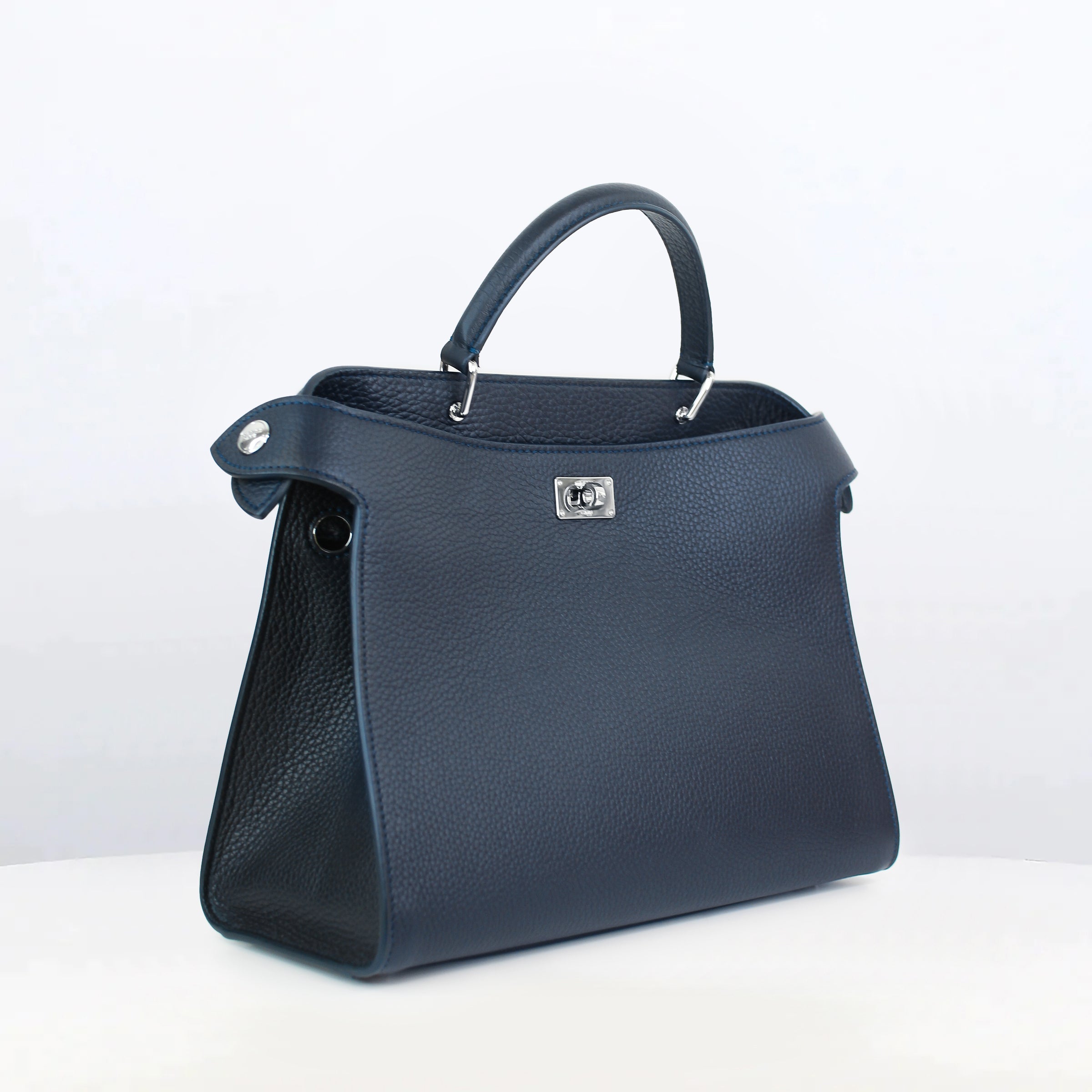 LEATHER HANDBAG LUTECE PM NAVY