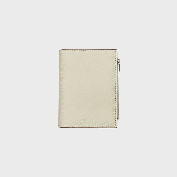 LEATHER BIFOLD ZIP WALLET IVORY