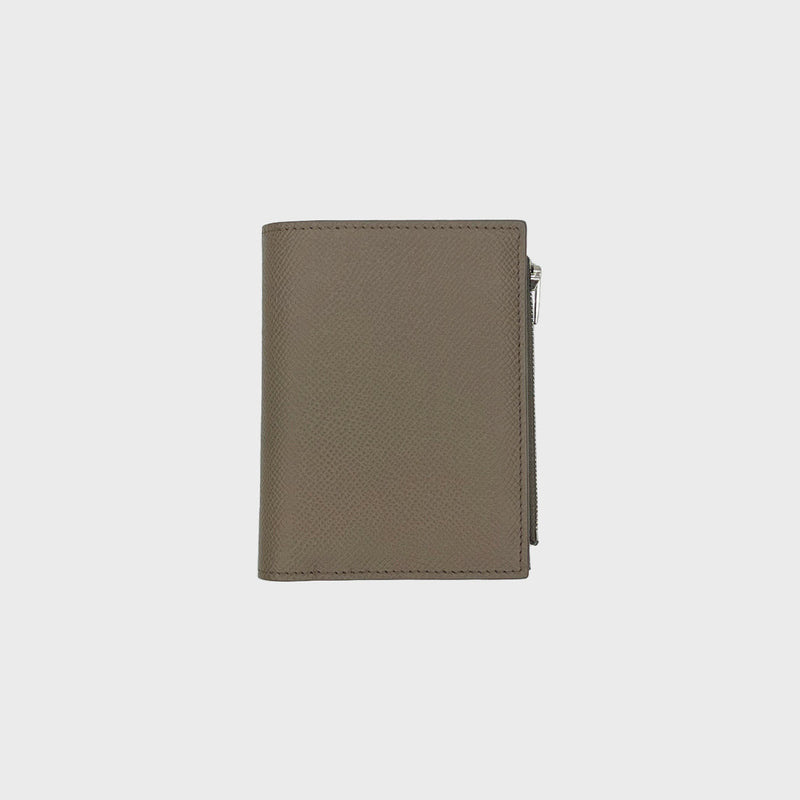 LEATHER BIFOLD ZIP WALLET TAUPE