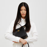 LEATHER HANDBAG LUTECE MINI BLACK GOLD HARDWARE