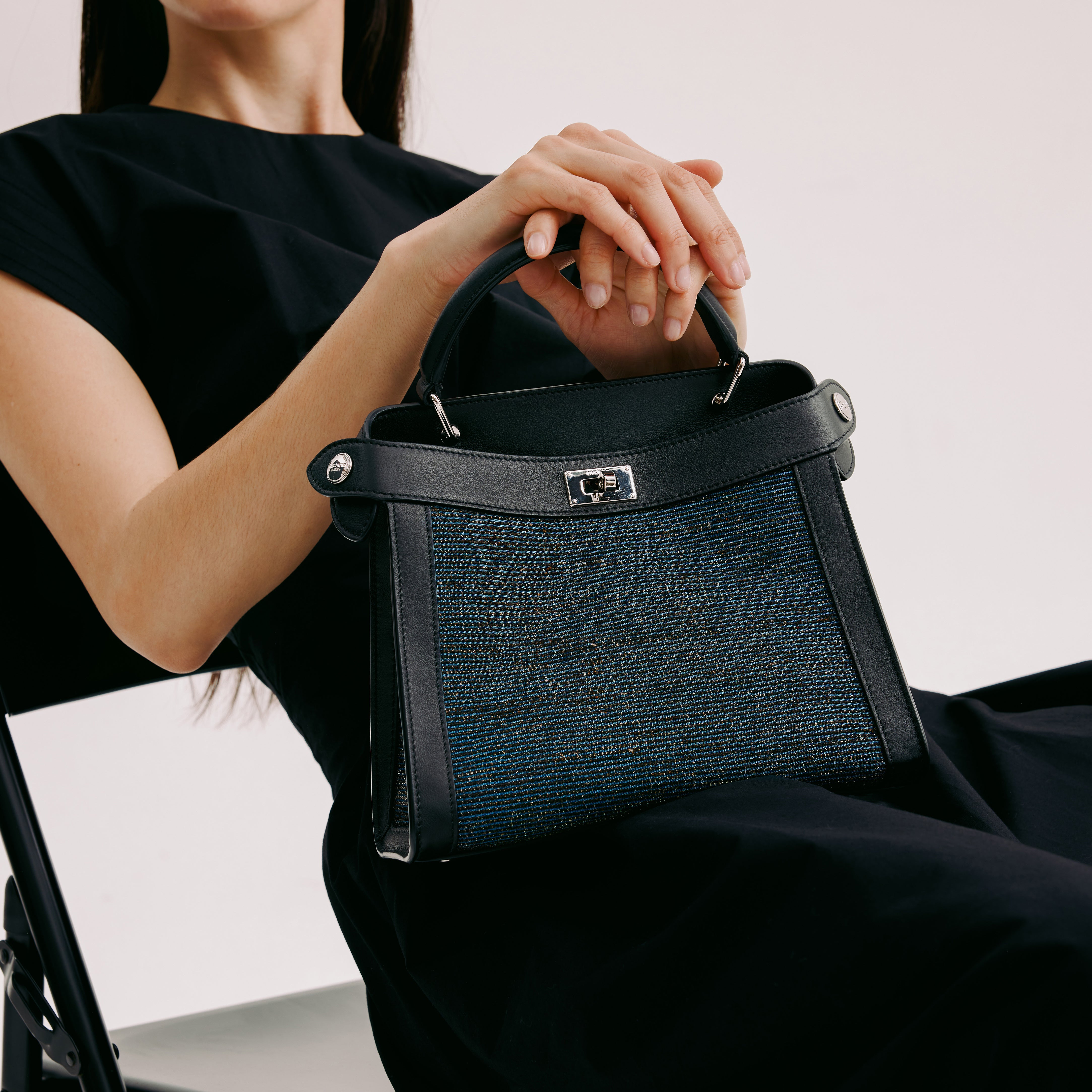 LEATHER HANDBAG LUTECE MINI TSUMUGI BLUE