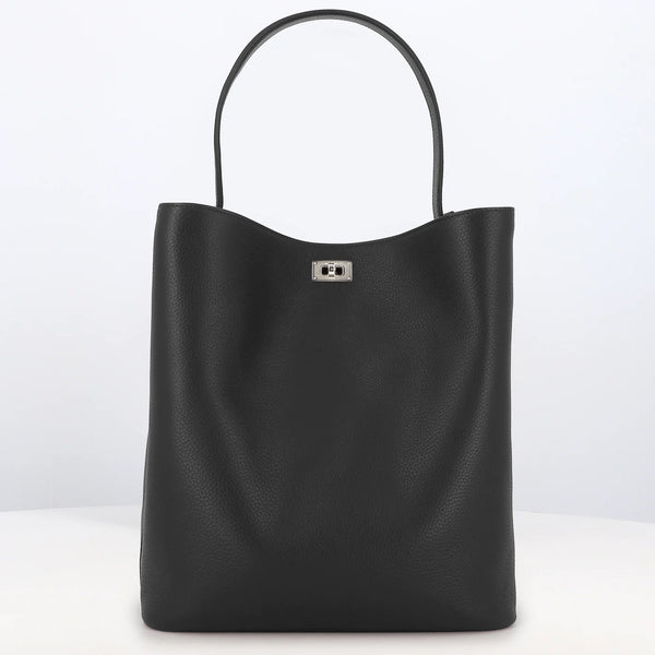 LEATHER BUCKET BAG ODEON LARGE BLACK