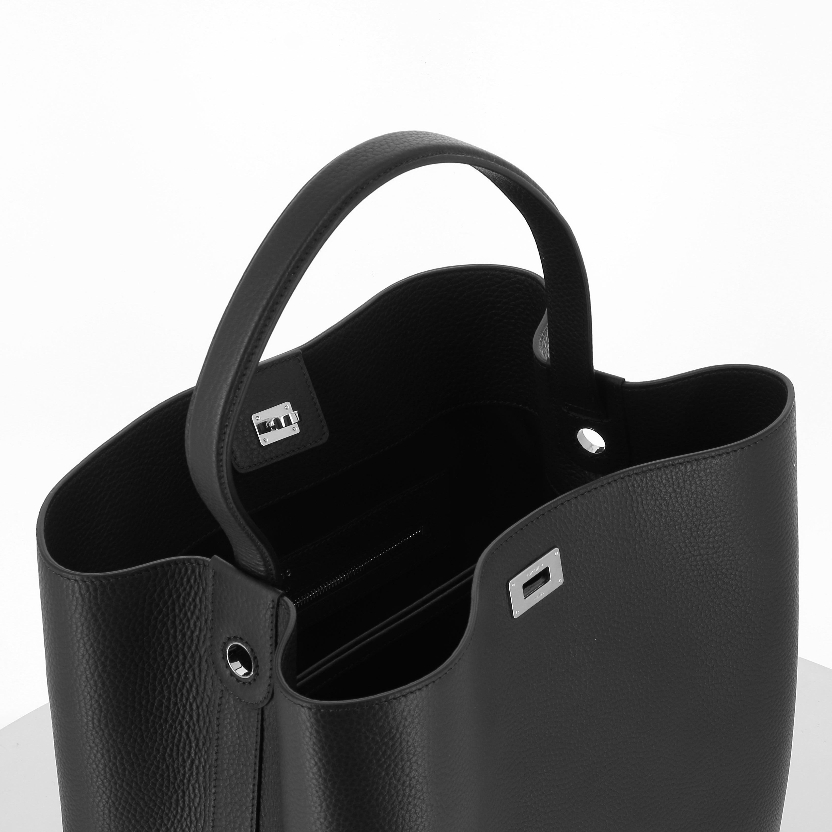 LEATHER BUCKET BAG ODEON GM BLACK