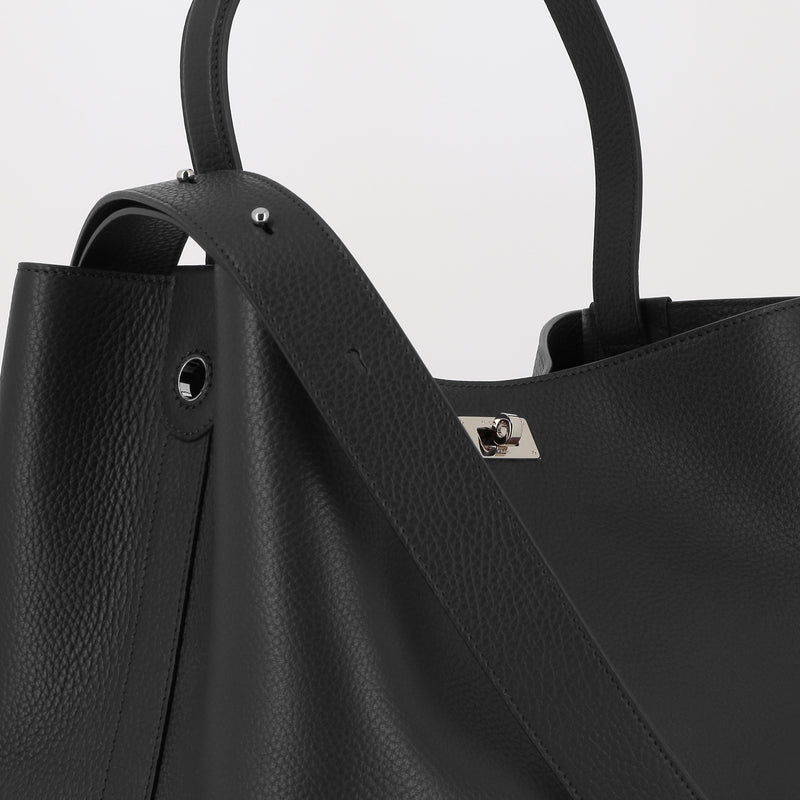 LEATHER BUCKET BAG ODEON LARGE BLACK