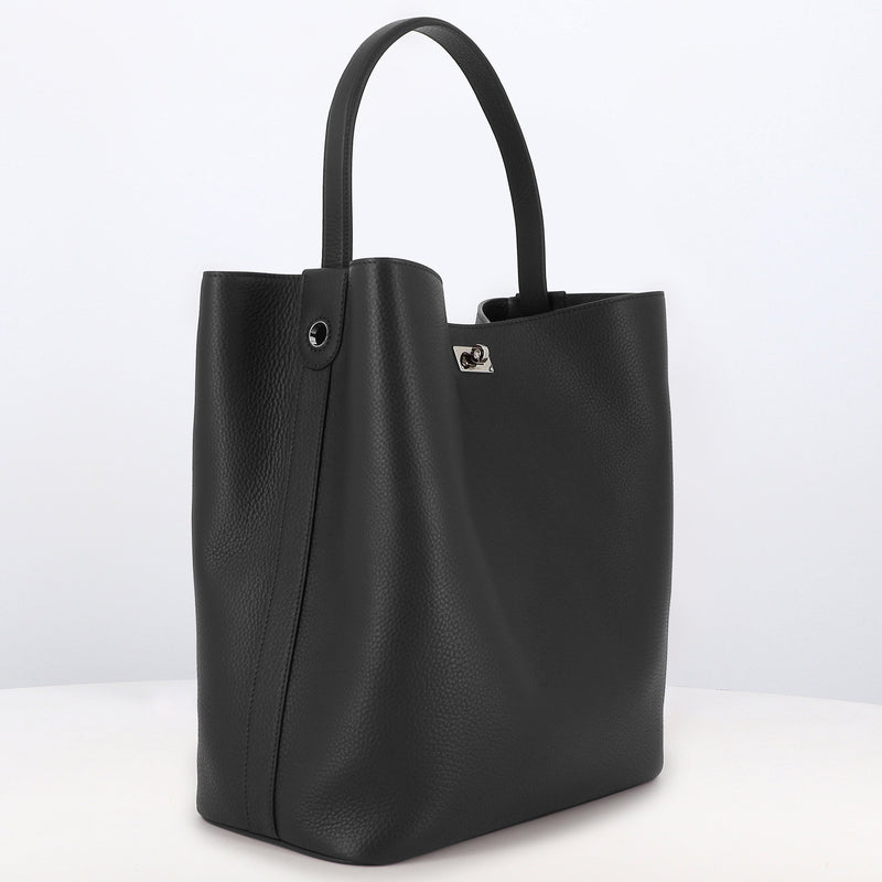LEATHER BUCKET BAG ODEON LARGE BLACK