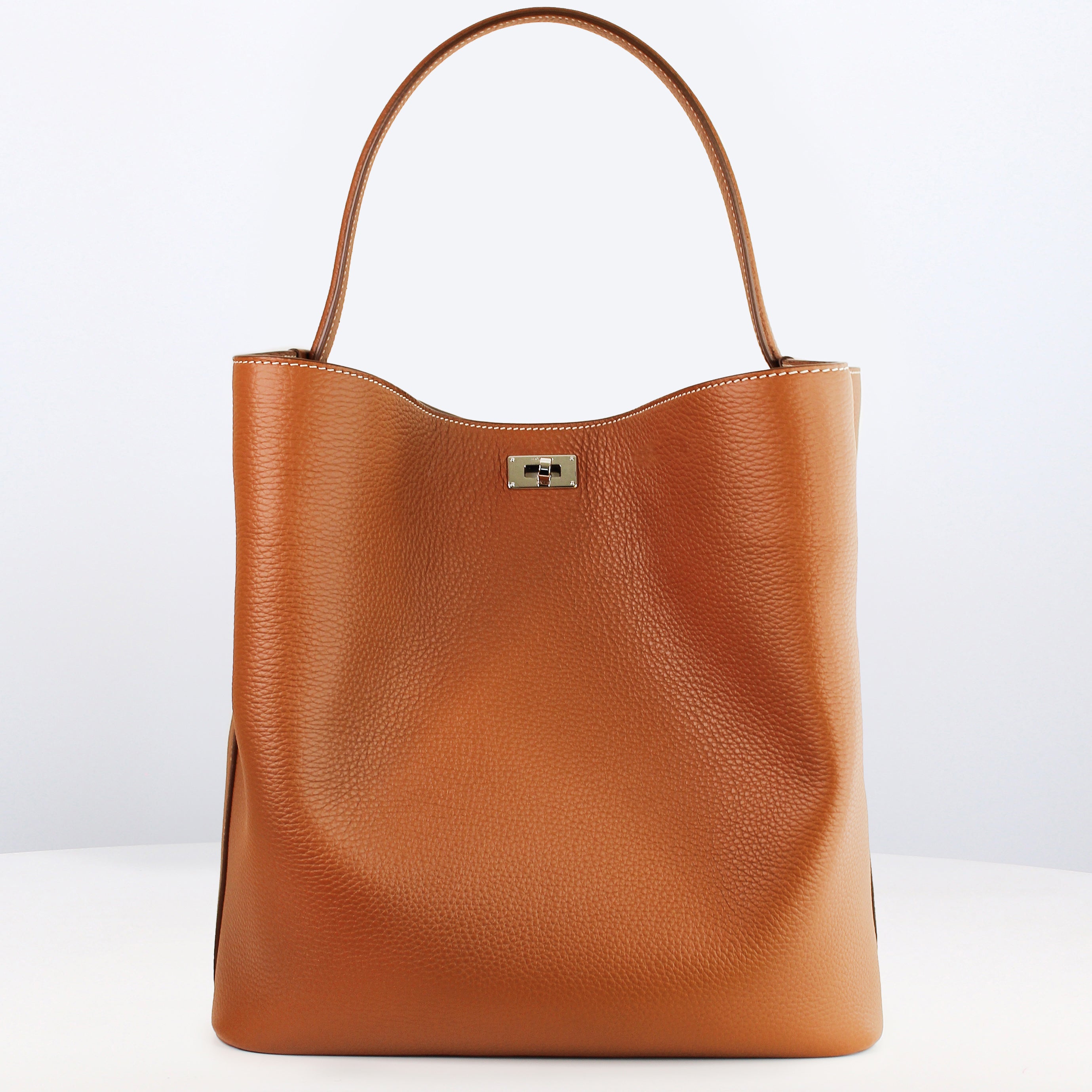 LEATHER BUCKET BAG ODEON GM GOLD