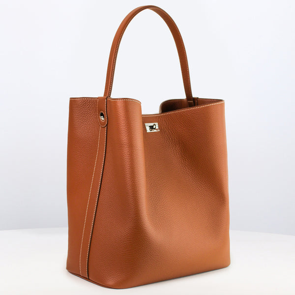 LEATHER BUCKET BAG ODEON LARGE GOLD