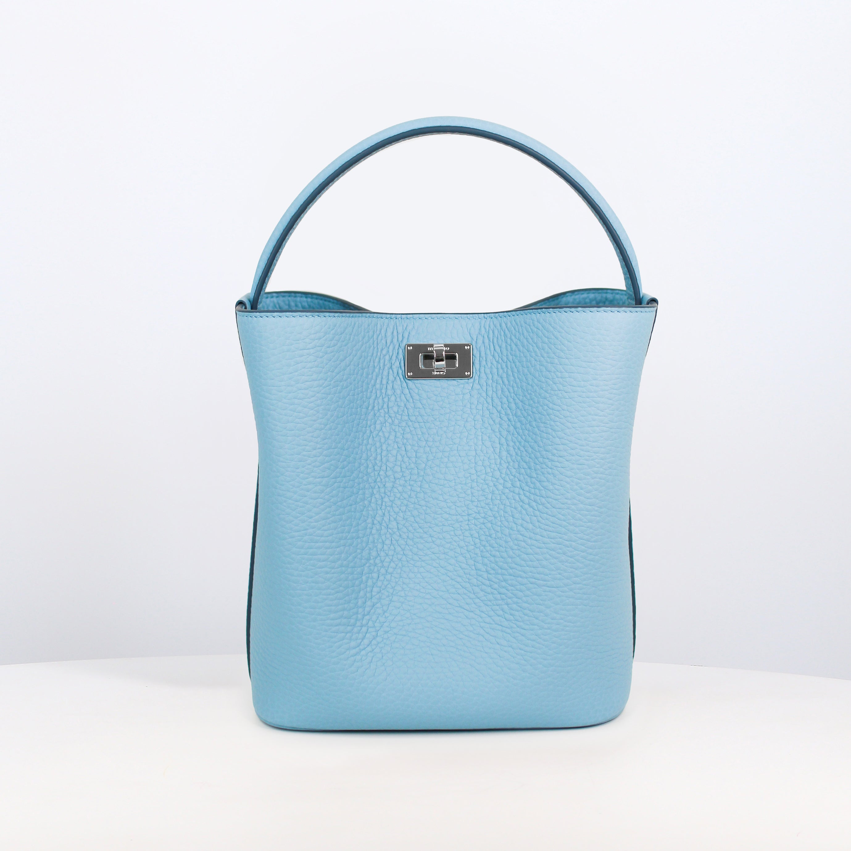 LEATHER HANDBAG ODEON MINI SKY BLUE