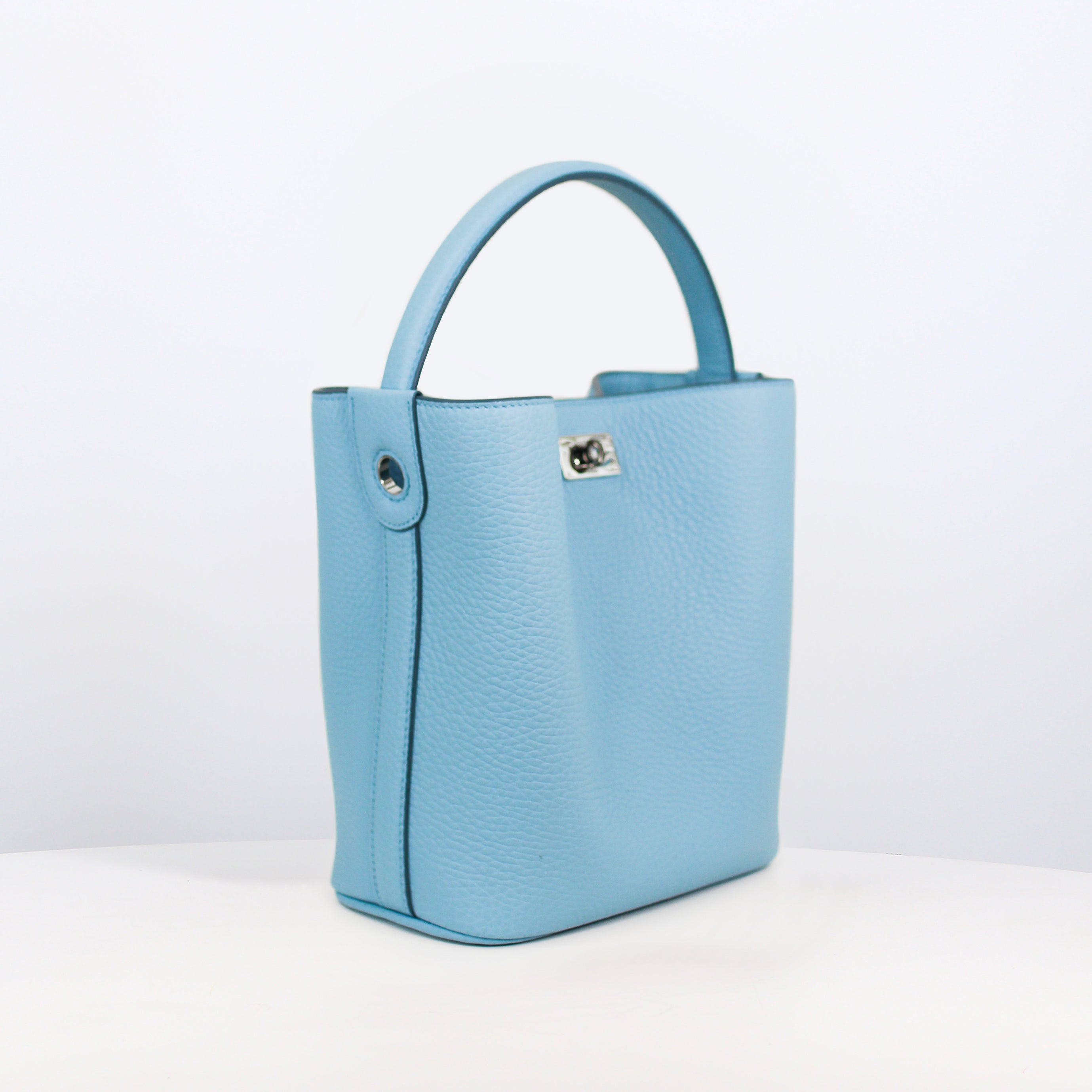 LEATHER HANDBAG ODEON MINI SKY BLUE
