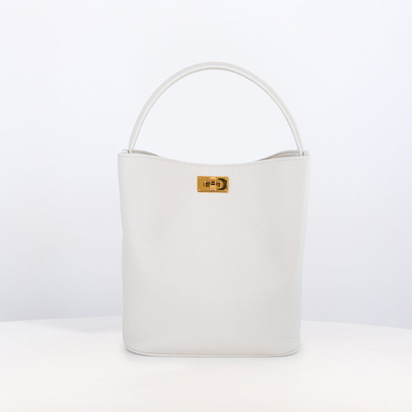 LEATHER BUCKET BAG ODEON MINI CRAIE WITH GOLD HARDWARE
