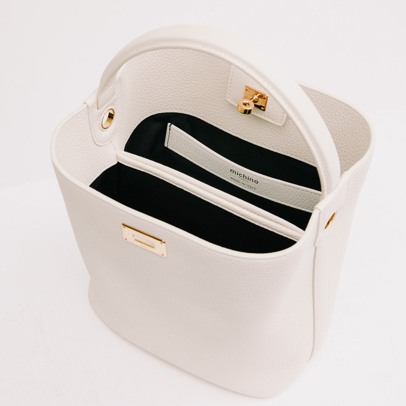 LEATHER BUCKET BAG ODEON MINI CRAIE GOLD HARDWARE