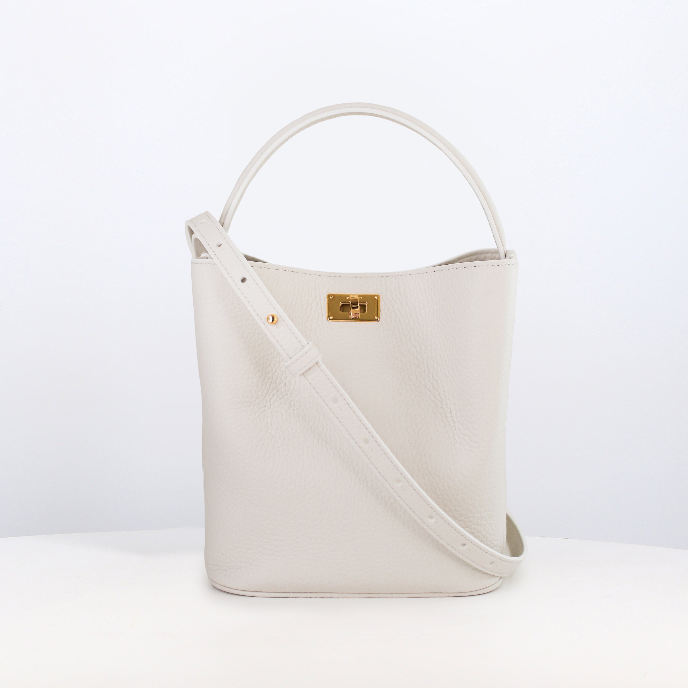 LEATHER BUCKET BAG ODEON MINI CRAIE GOLD HARDWARE
