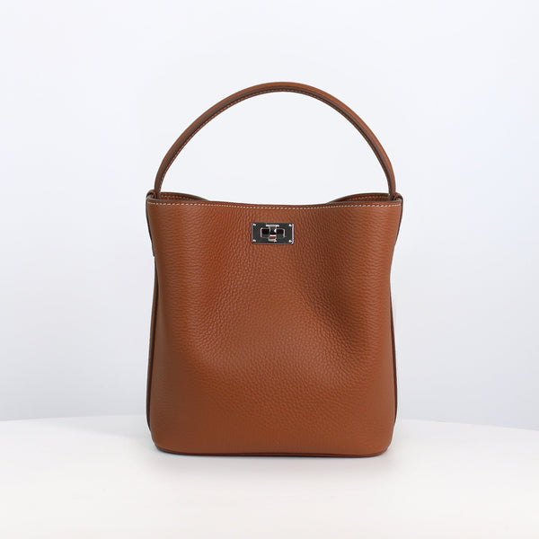 LEATHER BUCKET BAG ODEON MINI GOLD