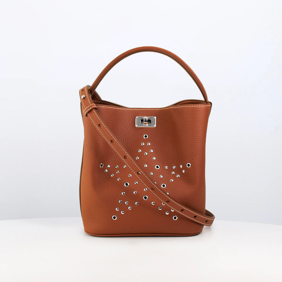 LEATHER BUCKET BAG ODEON MINI GOLD HOPE