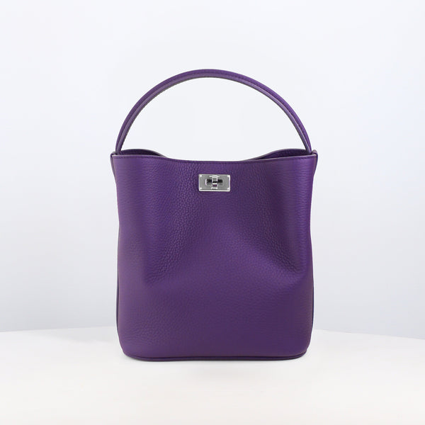 LEATHER BUCKET BAG ODEON MINI IRIS
