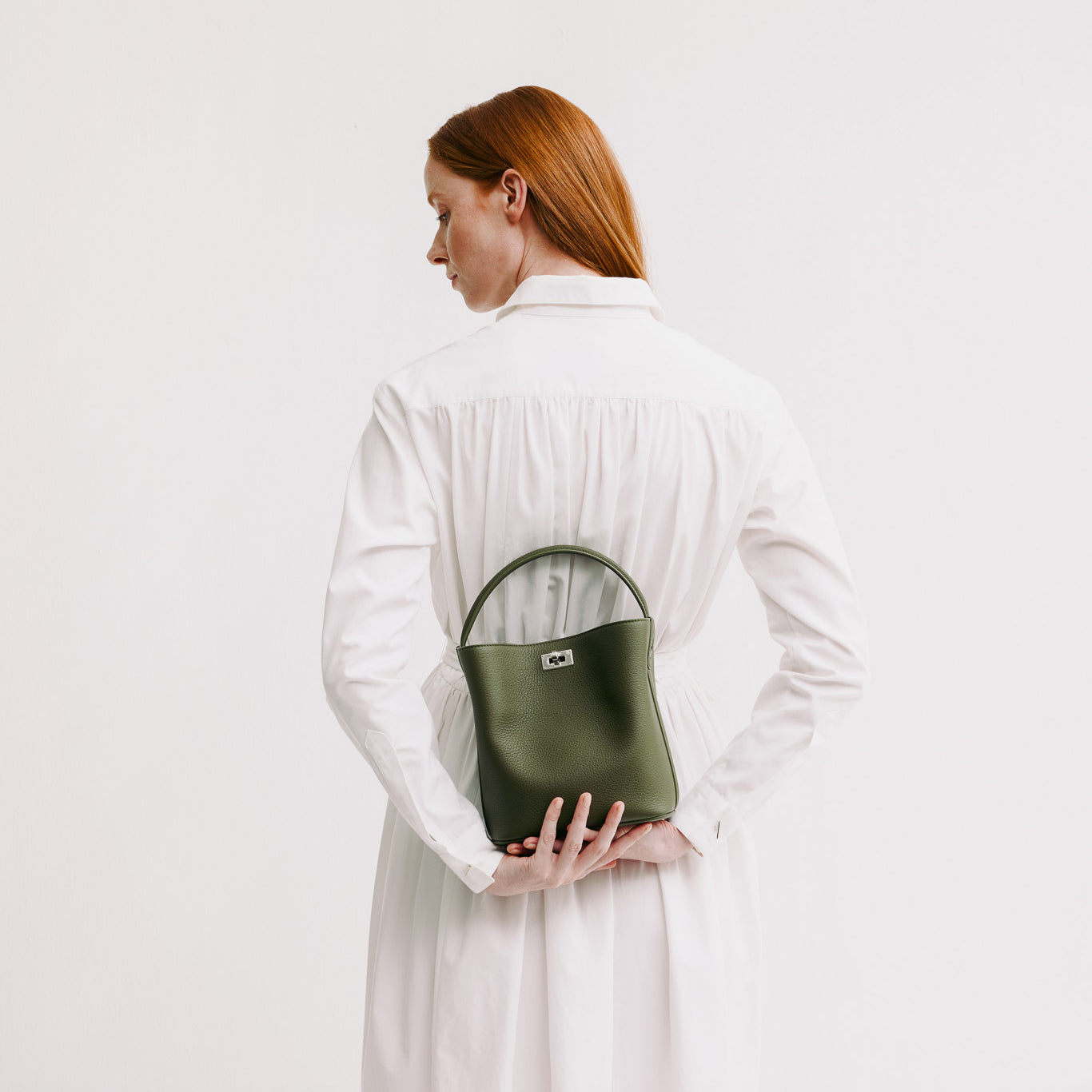 LEATHER BUCKET BAG ODEON MINI KHAKI