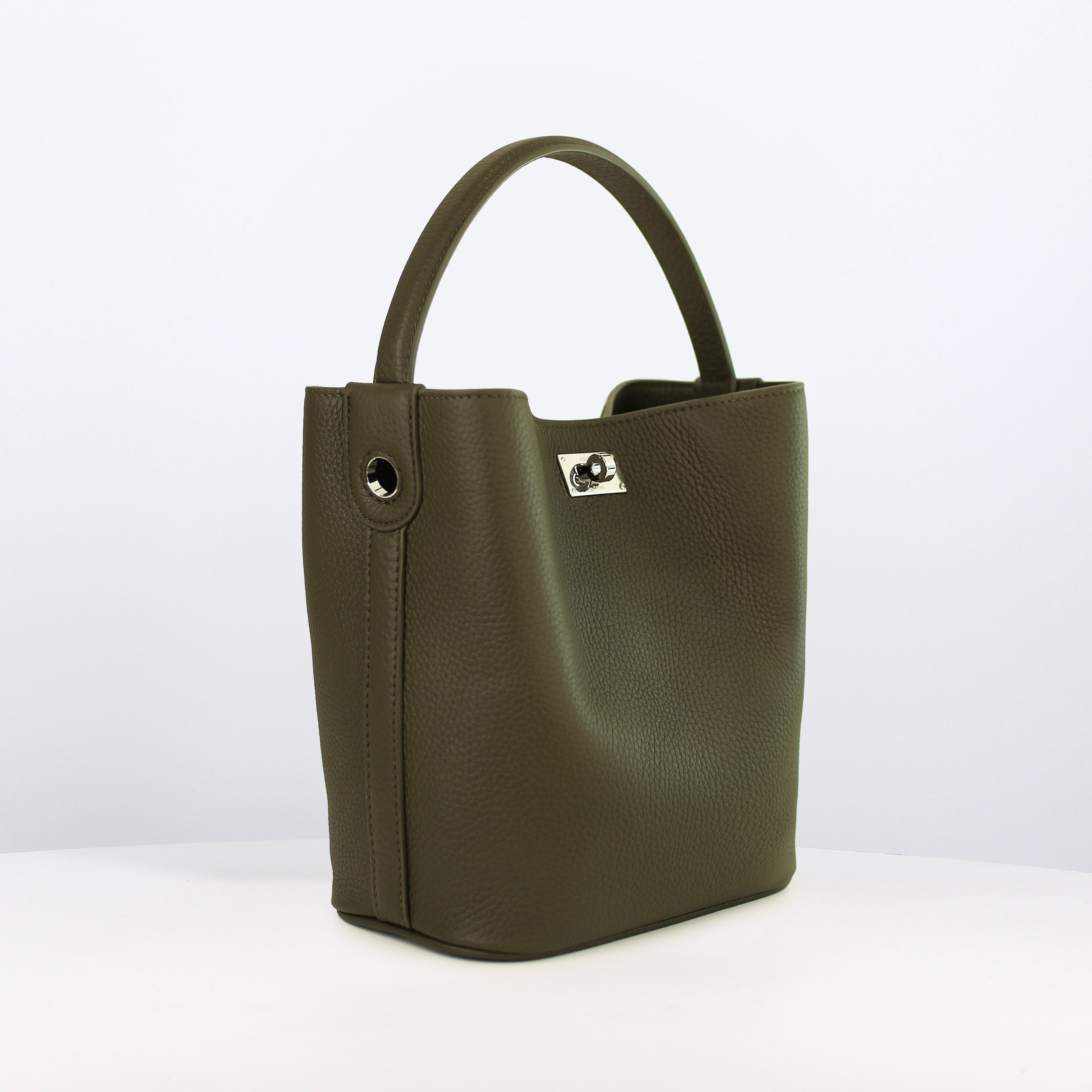 LEATHER BUCKET BAG ODEON MINI KHAKI